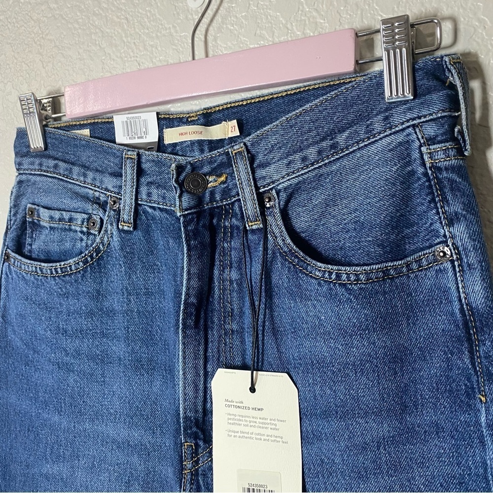 Levi’s High Loose Medium Dark Wash Jeans Wide Straight - Picture 6 of 9